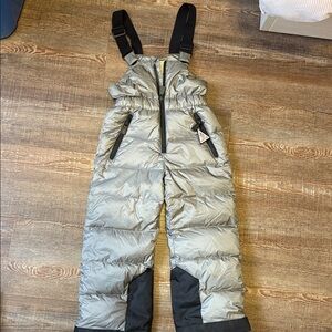 Moncler Metallic Gray Puffer Overalls - 4T